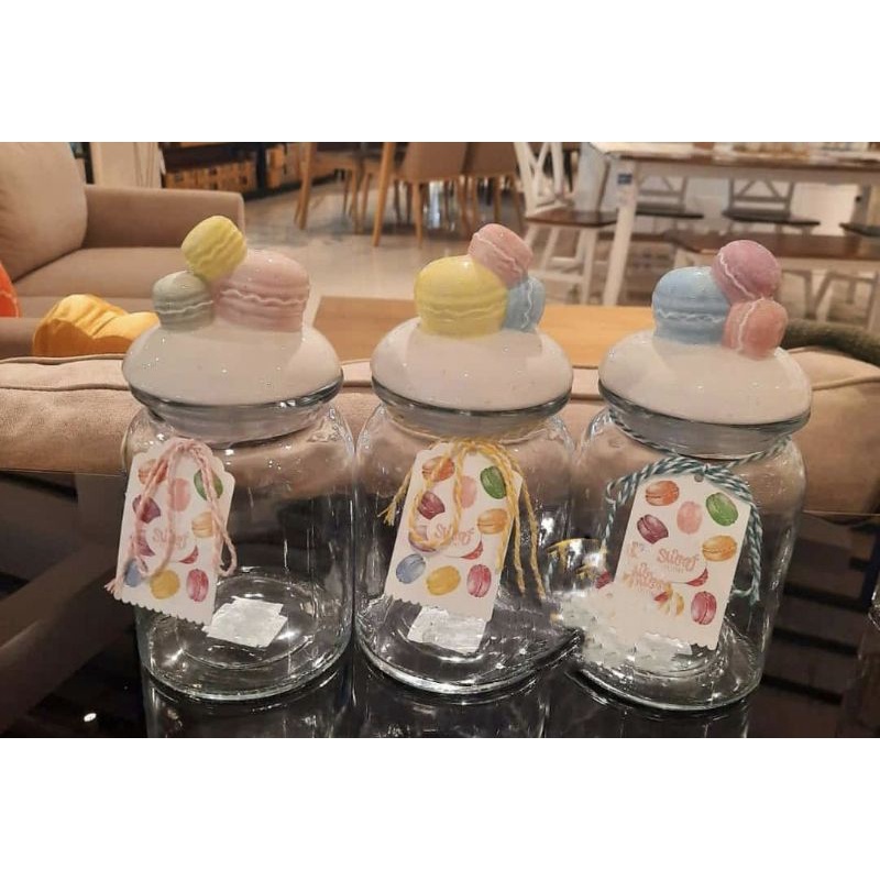 NC Informa Toples Macaroon set of 3 pcs / Toples kue lebaran/Toples shabby /Toples lebaran / Toples 