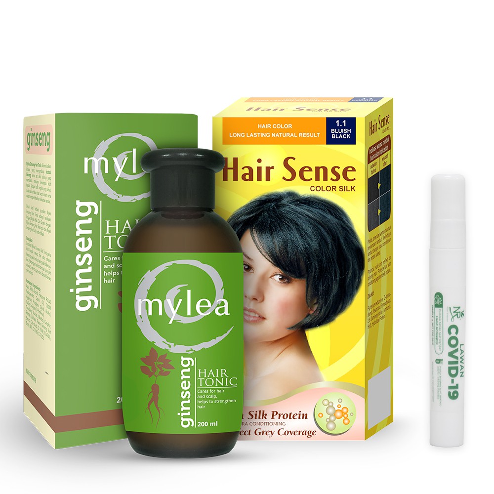 

Mylea Paket Hemat Hair Tonic Ginseng 200 ml + Hair Sense Color Silk 1.1 Hitam kebiruan