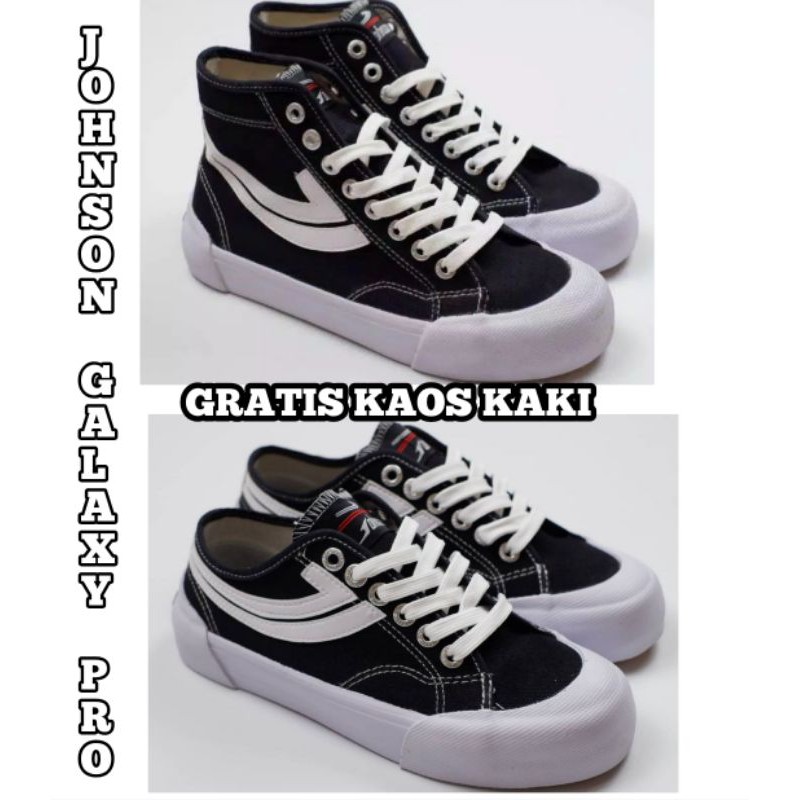 SEPATU JOHNSON BLACK WHITE LOW ORIGINAL JONSHON HIGH VELCRO GALAXSI PRO X BKN VENTELA VANTELA WARIOR