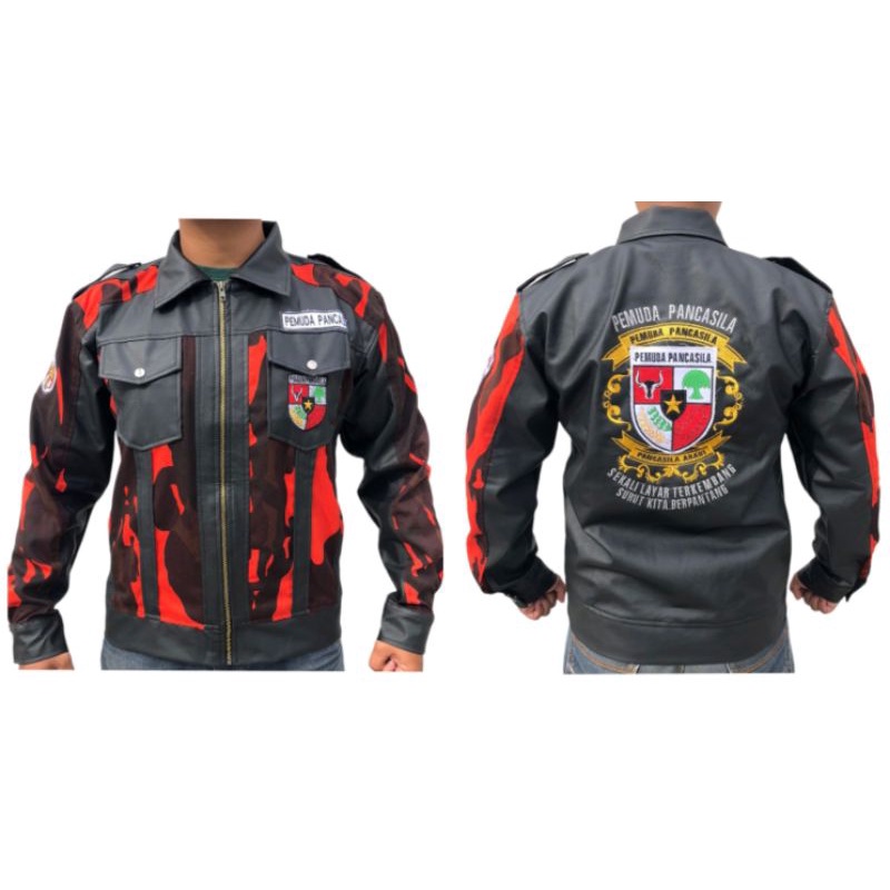 JAKET BOMBER SEMI KULIT DAN SAYAP BORDIR PEMUDA PANCASILA