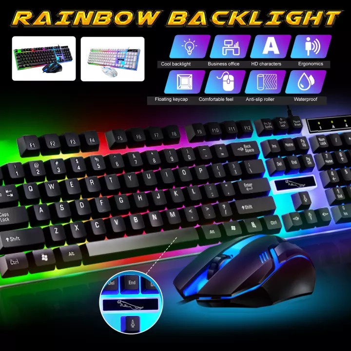 Gaming Mouse Gaming Keyboard Set Led RGB Kabel Mouse &amp; Keyboard Set Murah