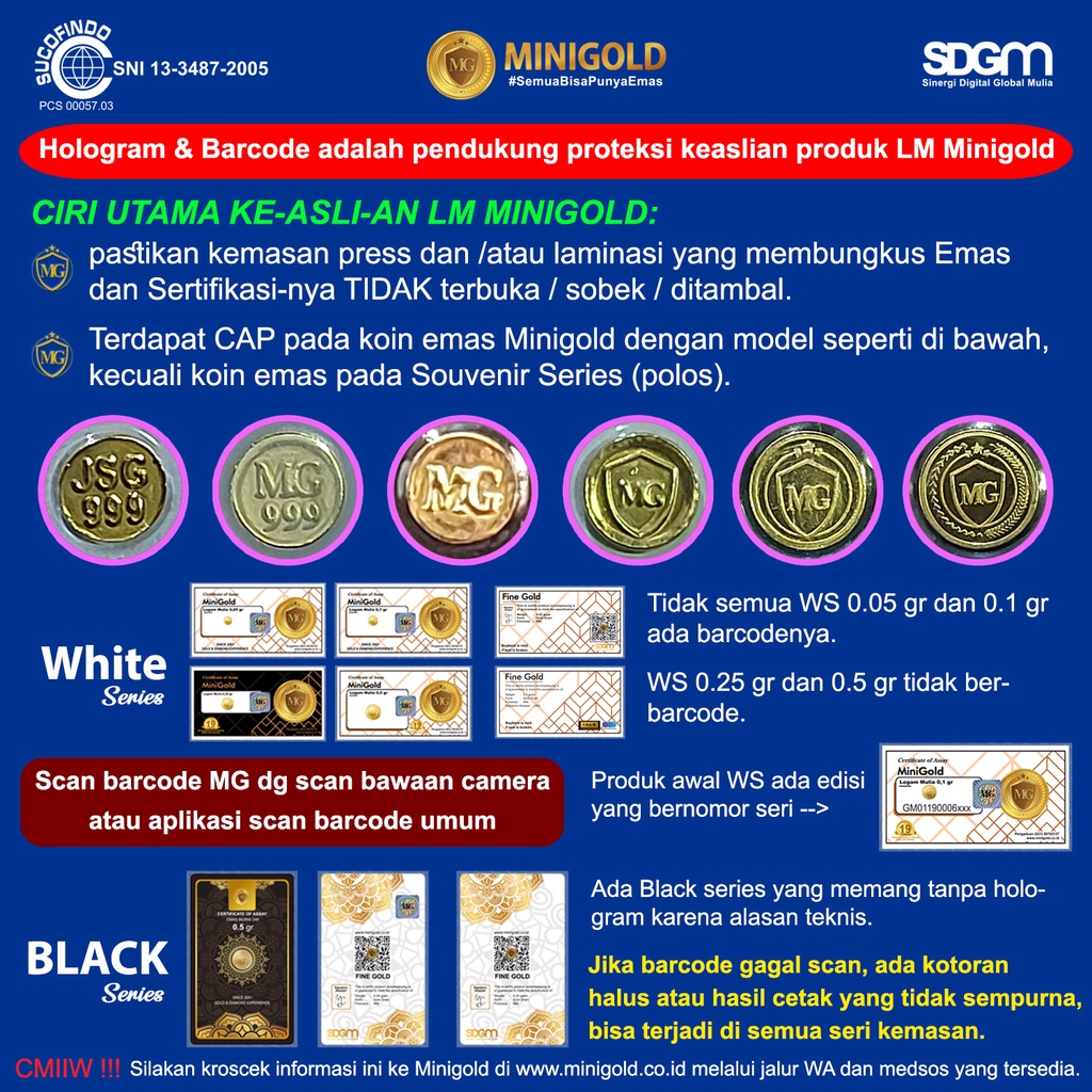 MINIGOLD Black Series 0.05 gr Logam Mulia Asli Emas Murni 24 Karat bersertifikat 0,05 gram