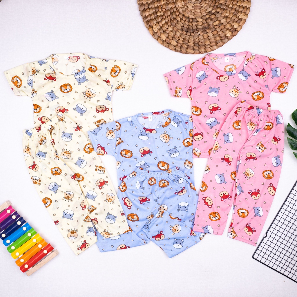Setelan PIYAMA ANAK 0-3 Tahun Motif Zoo Animals Baju Celana Pendek Panjang Tidur Adem Bayi New Born Newborn Baby Balita Lucu Laki Perempuan Cowok Cewek Cowo Cewe Unisex Piama Pajamas Sleepwear Stelan Kelas Umur Usia Bulan 1 2 3 5 6 7 8 9 10 11 12 18 24