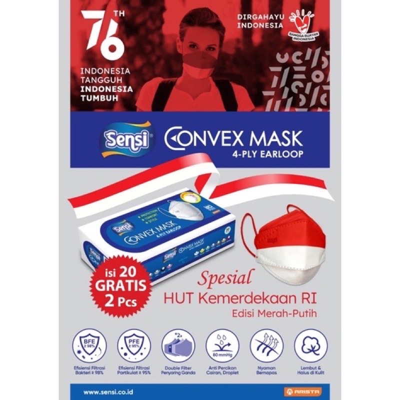 Masker Sensi Convex 4 Ply Earloop 3D Mask 4Ply Isi 20