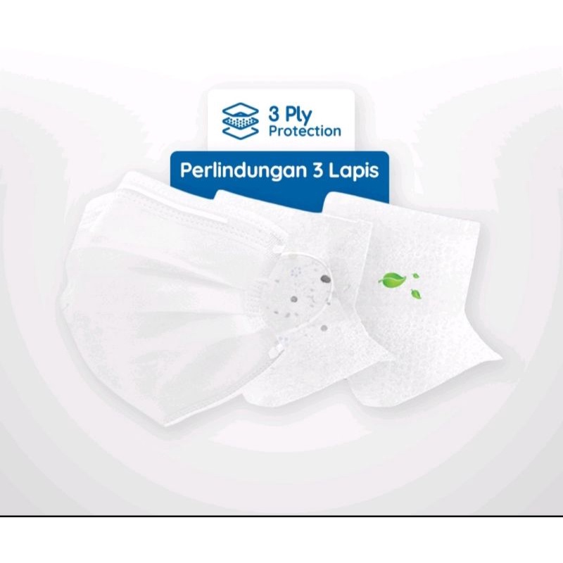 Masker Earloop Putih 3ply 1 Box Isi 50Pcs Full White Impor Disposable Facemask