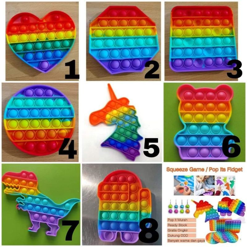 Jual Mainan Anak Pop It Fidget RAINBOW 