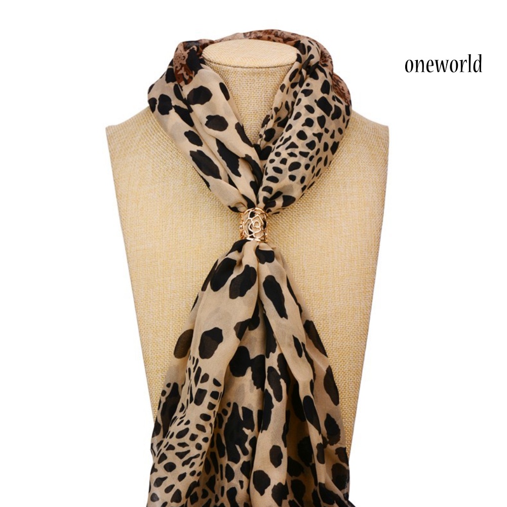 OW@ Fashion Women Openwork Carved Rose Pattern Scarf Ring Buckle Shawl Clip Jewelry