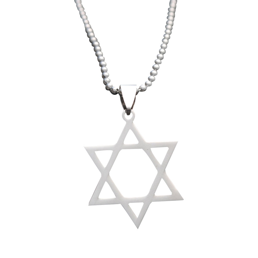 Hu Hu Hu Hu Hu Alat Bantu Pasang Kacamata♡ Kalung Rantai Liontin Hexagram Bahan Stainless Steel Untuk Unisex