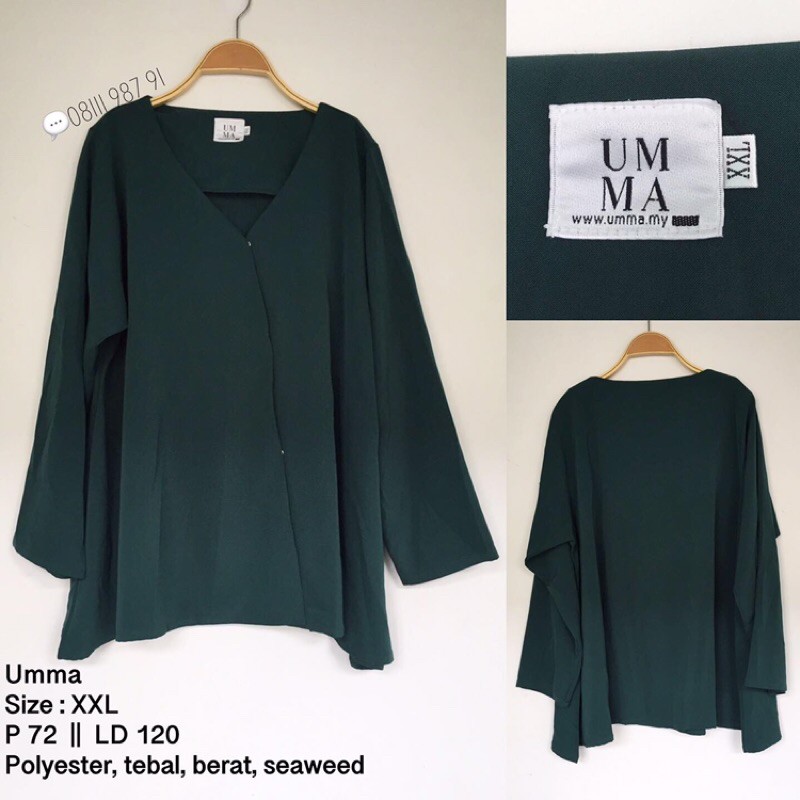 umma tunik hijau botol emerald seaweed bigsize