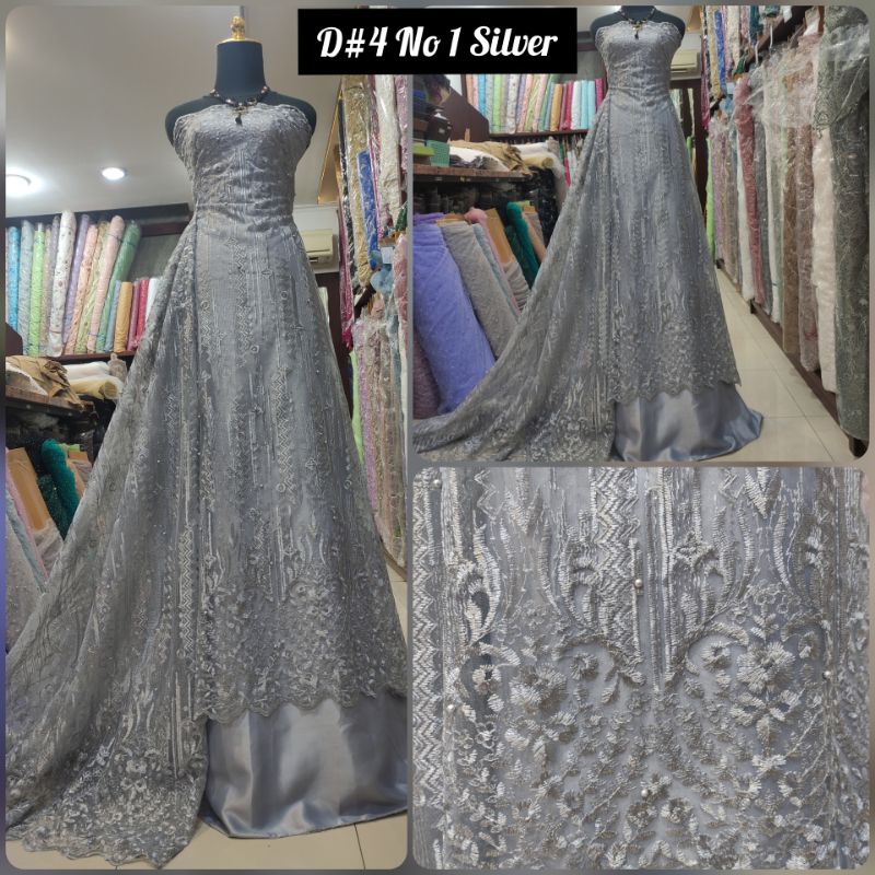 Kain Tile Brokat Majestic Rain Dress A D#4 No 1 Silver.