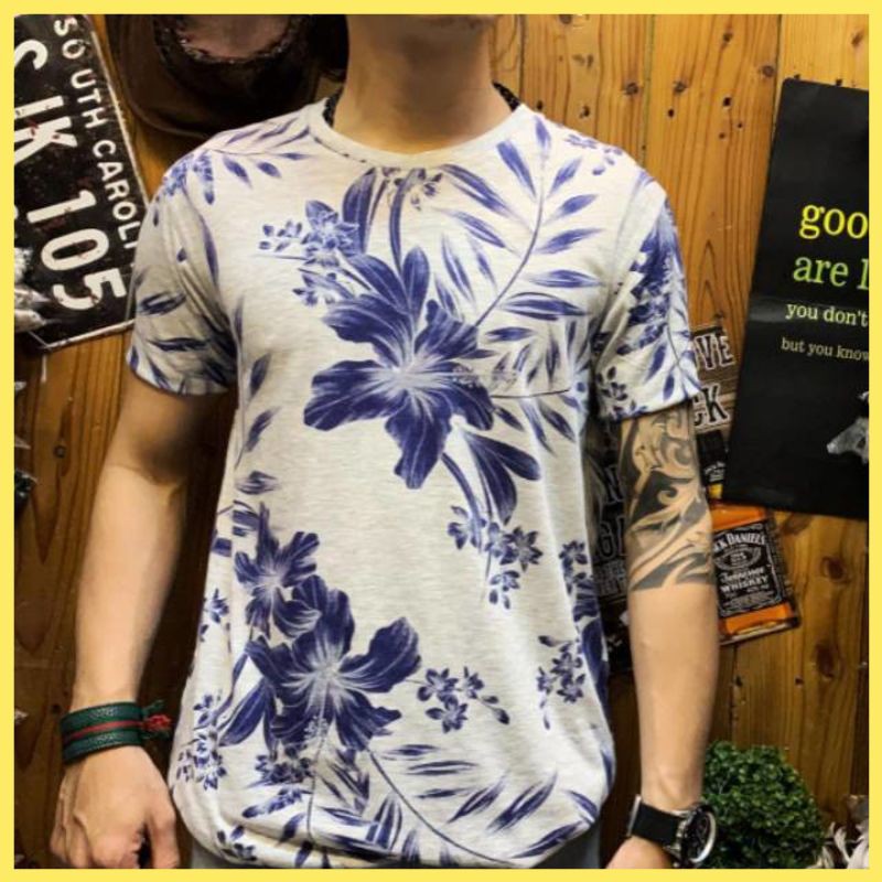 Kaos Cowok GAO pria printing rose neo kaos cowok pria kaos bunga TA RU