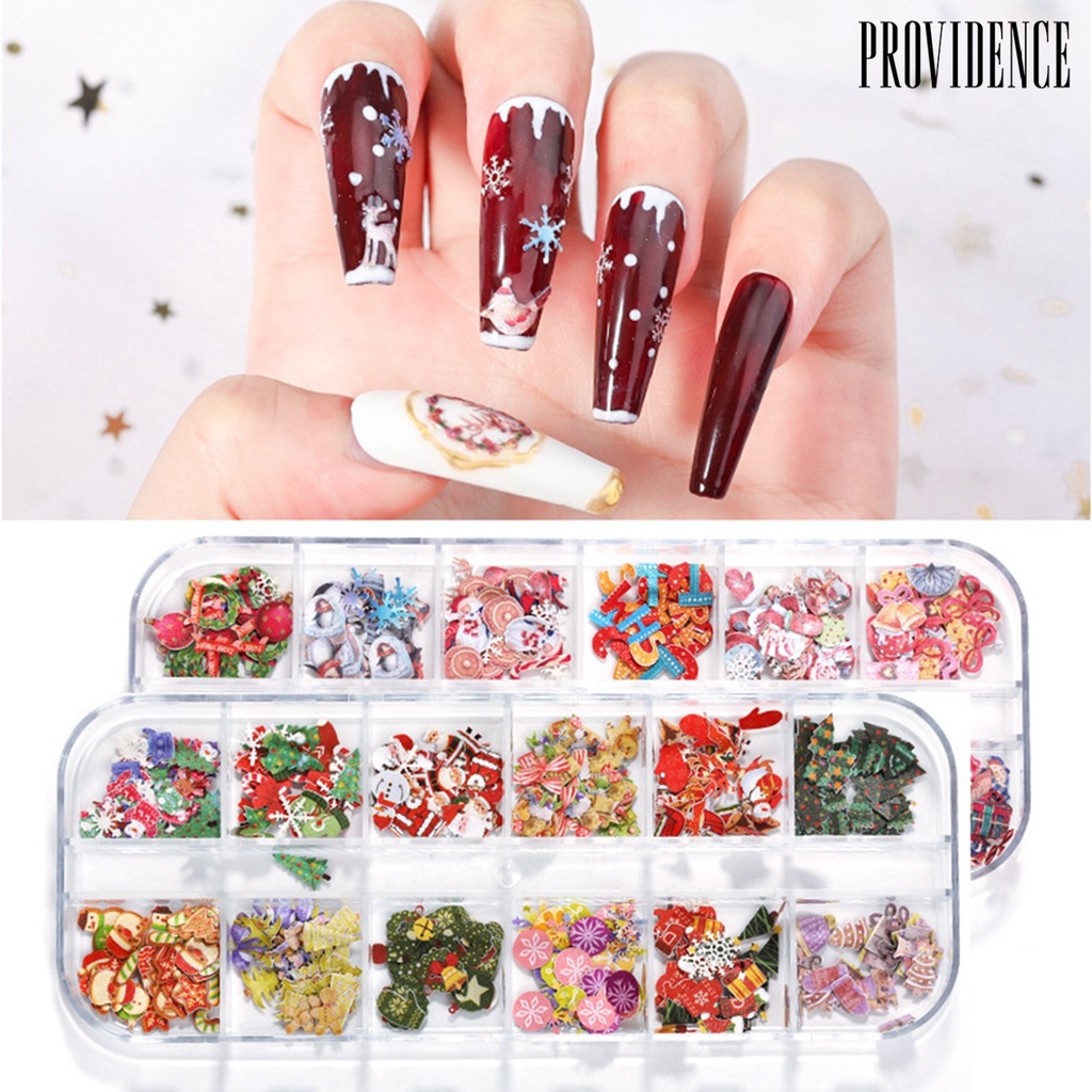 Providence 1 Box 12 Colors Christmas Manicure Art 3D Butterfly Glitter Foil Nail Sticker