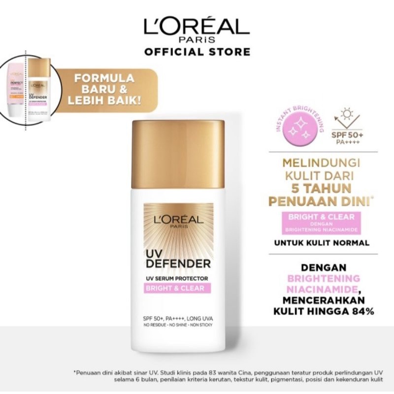 L'Oreal Paris UV Defender UV Serum Protector Bright &amp; Clear SPF50+ / PA++++ 50ml