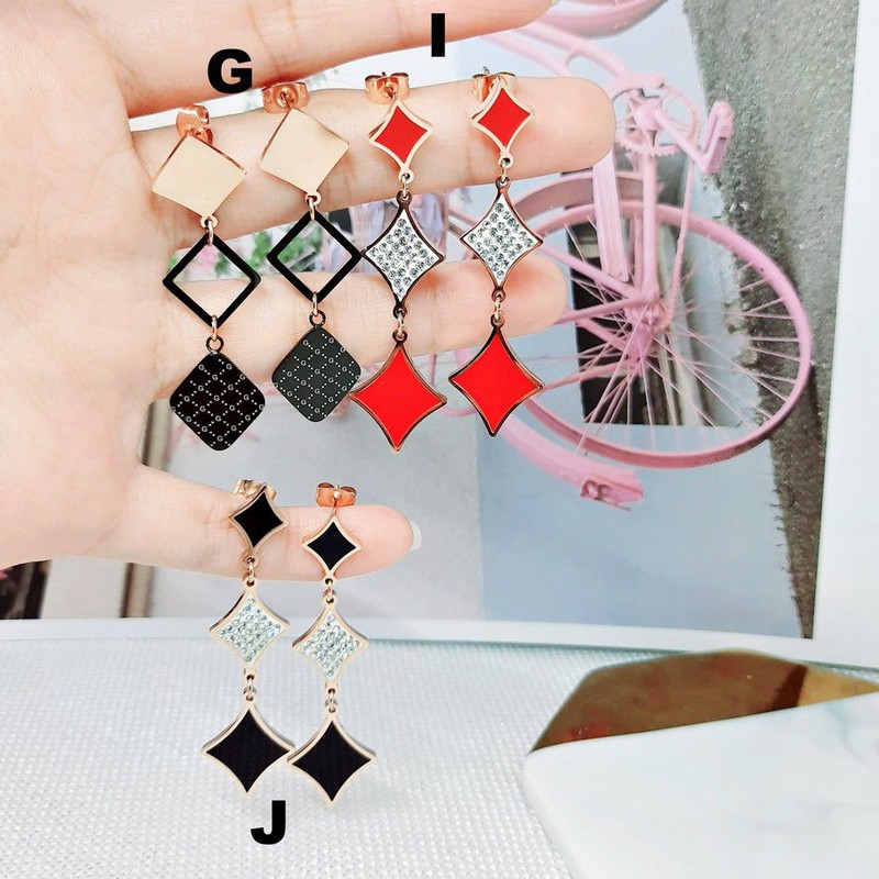 (10 MODEL) Anting Titanium Import Premium Panjang Merah Juntai Hijab Jurai Korea Kdrama Kpop - BE337