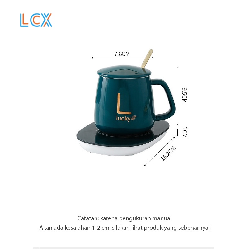 LCX Gelas Set Keramik Cangkir Set Lengkap Dengan Alat Pemanas / Gelas Keramik Motif 55 Derajat Penghangat Kopi Teh Cup VS-1847