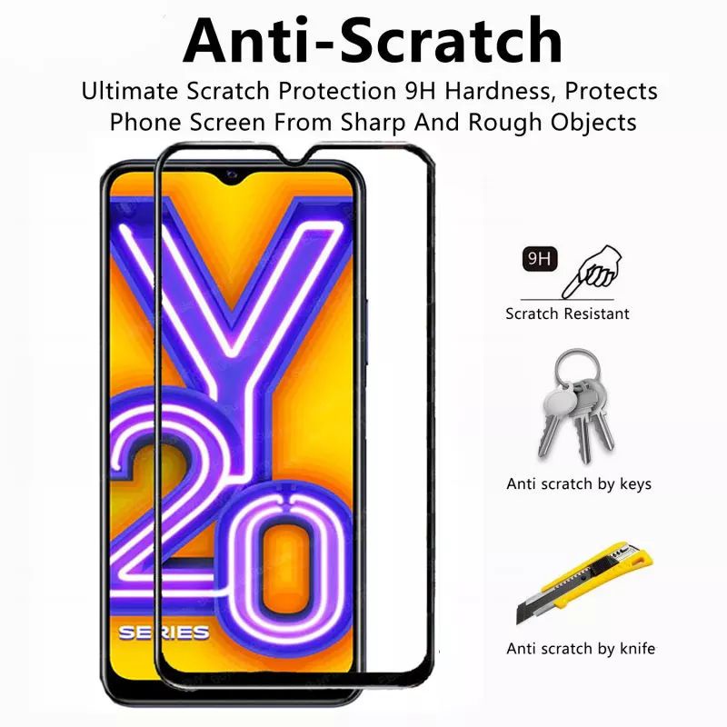 PROMO 3IN1 TEMPERED GLASS LAYAR KAMERA SKIN CARBON VIVO Y20 Y20i TG ANTI GORES FULL PROTECTOR GUARD