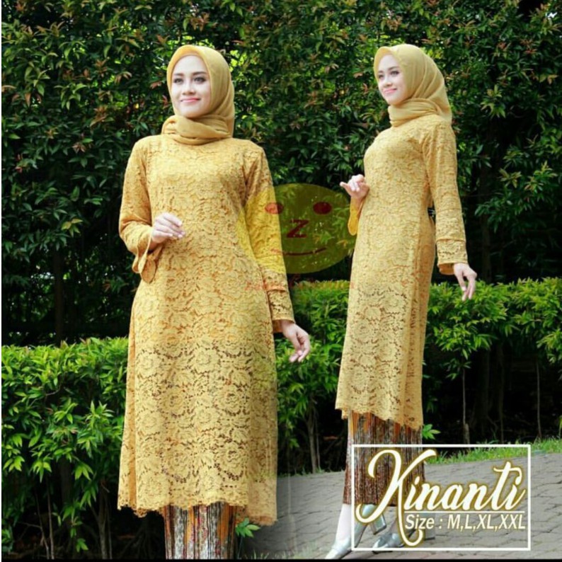 SETELAN MODERN KEBAYA BROKAT TUNIK GOLD TERLARISS