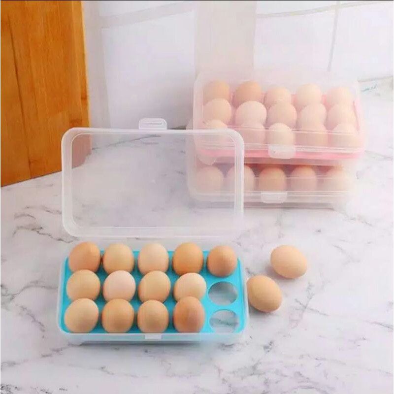 Tempat Telur Dengan Sekat / Kotak Telur / Egg Box / Box Telur 15 Sekat / Kotak Penyimpanan Telur Serbaguna