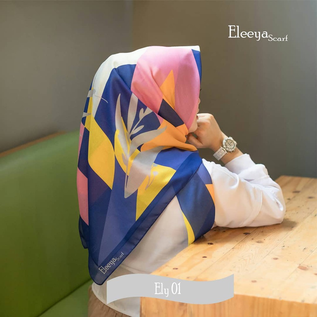 HIJAB SEGIEMPAT MOTIF ELY 01 ||  Elleeya Scarf