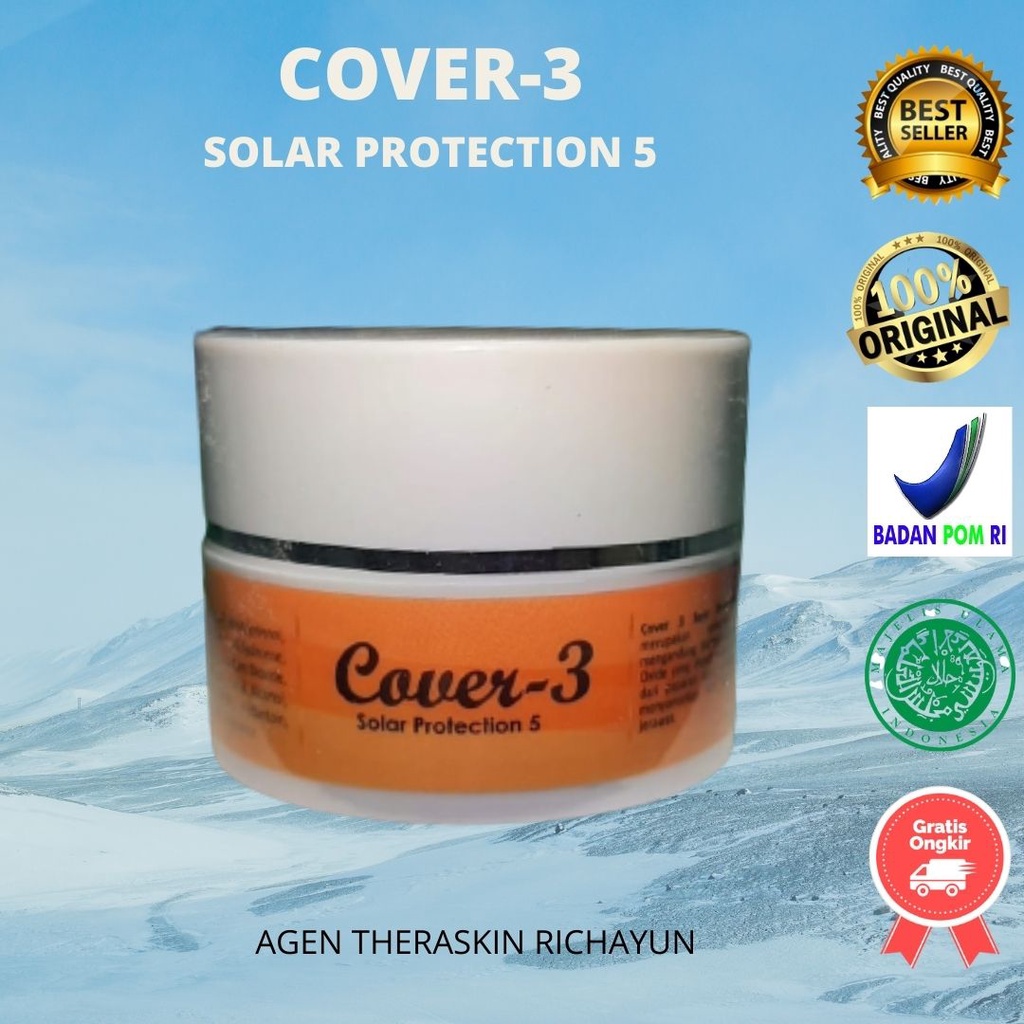 cover-3 solar protection 5 spf 50 niacinamide #sunblock jerawat dan bekas jerawat