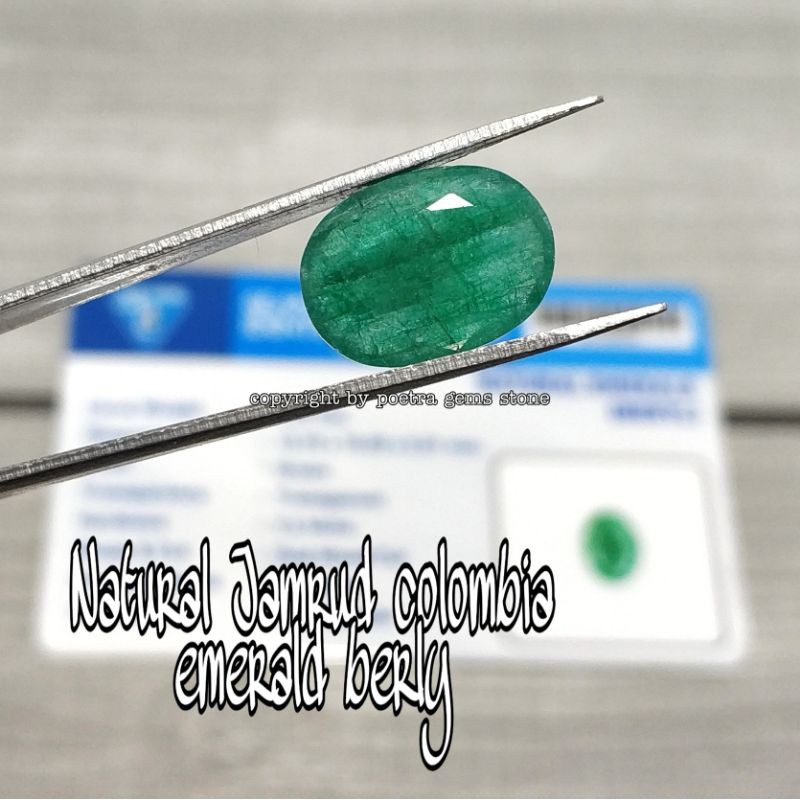 Natural batu permata zamrud colombia emerald berly + memo