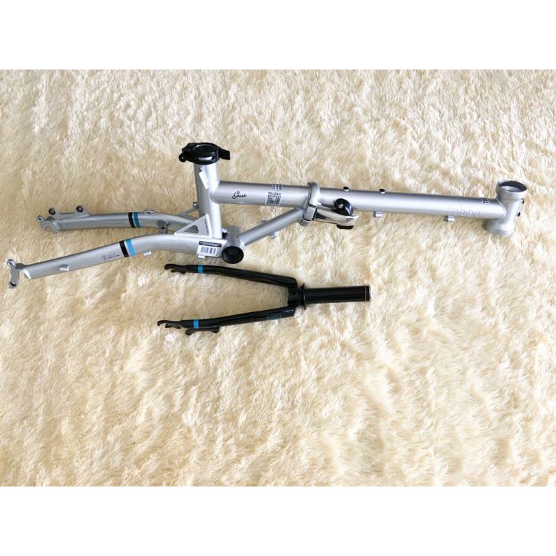 Frame Fork Fnhon Gust Silver &amp; HP Handle post Discbrake Disc Brake Sepeda Lipat seli