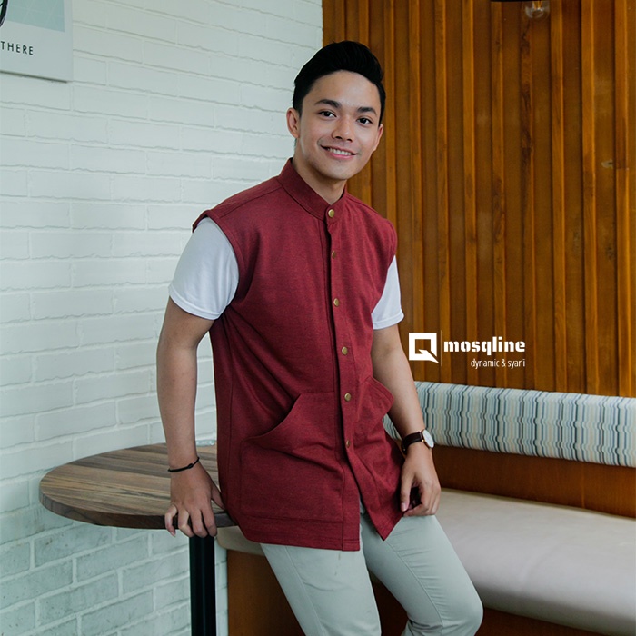 mosqline smarties vest series, rompi shalat maroon two tone