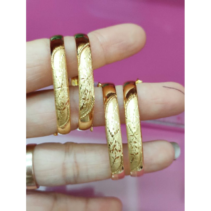 GELANG BANGKOK ANAK UKIR ( PERAK 925 ) LAPIS EMAS 24K