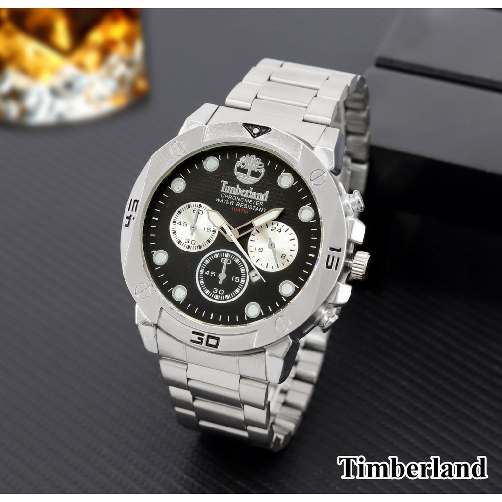 JAM TANGAN PRIA TIMBERLAND RANTAI STAINLESS CHRONO OFF TANGGAL AKTIF DIAMETER 4,5 CM