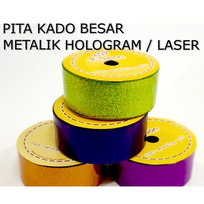 Pita Kado 4cm RIBBON Metalik Hologram Laser Jepang Plastik Kertas Warna Warni Gift Hadiah Parcel Parsel Ulang Tahun Anniversary Birthday Party Wisuda Graduate Bouquete Bucket Pesta Prakarya Kerajinan Craft Crafting Art Seni Ikat Grosir Prakarya Malang