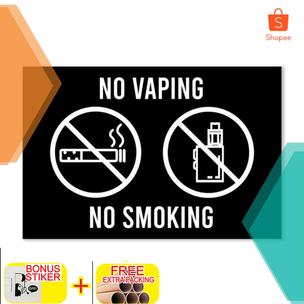 Jual Papan Tanda Dilarang Merokok Dilarang Vaping Sign No Smoking No Vaping Putih Keren