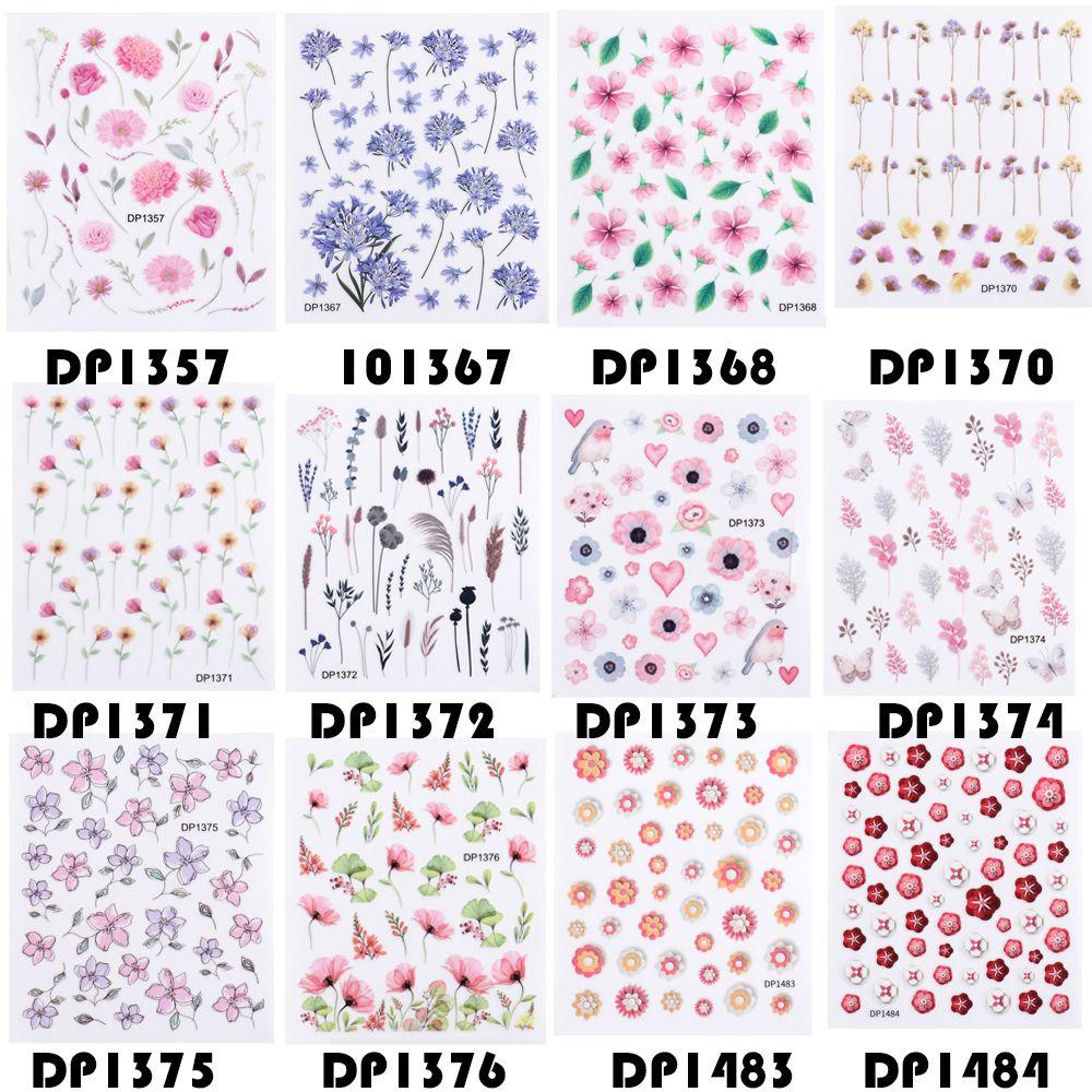 Preva Stiker Kuku Dekorasi Kuku Self-Adhesive Decals Desain Warna-Warni Sakura