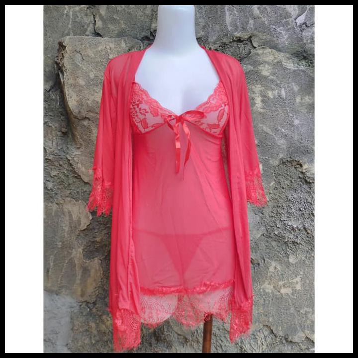 Setelan Lingerie Baju Tidur Night Dress Merah Sexy Transparan Lse8345 Shopee Indonesia