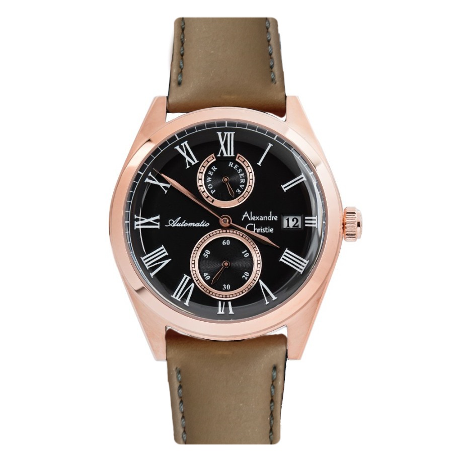 JAM TANGAN PRIA ALEXANDRE CHRISTIE AC 3040 ROSEGOLD BLACK LEATHER ORIGINAL GARANSI RESMI 1 TAHUN