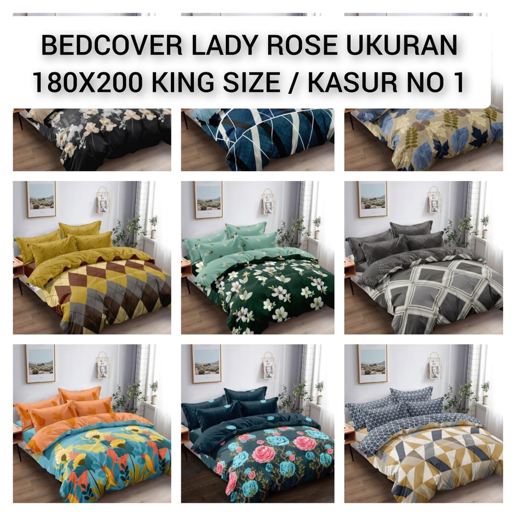 BEDCOVER LADY ROSE UKURAN 180X200 KING SIZE KASUR NO 1
