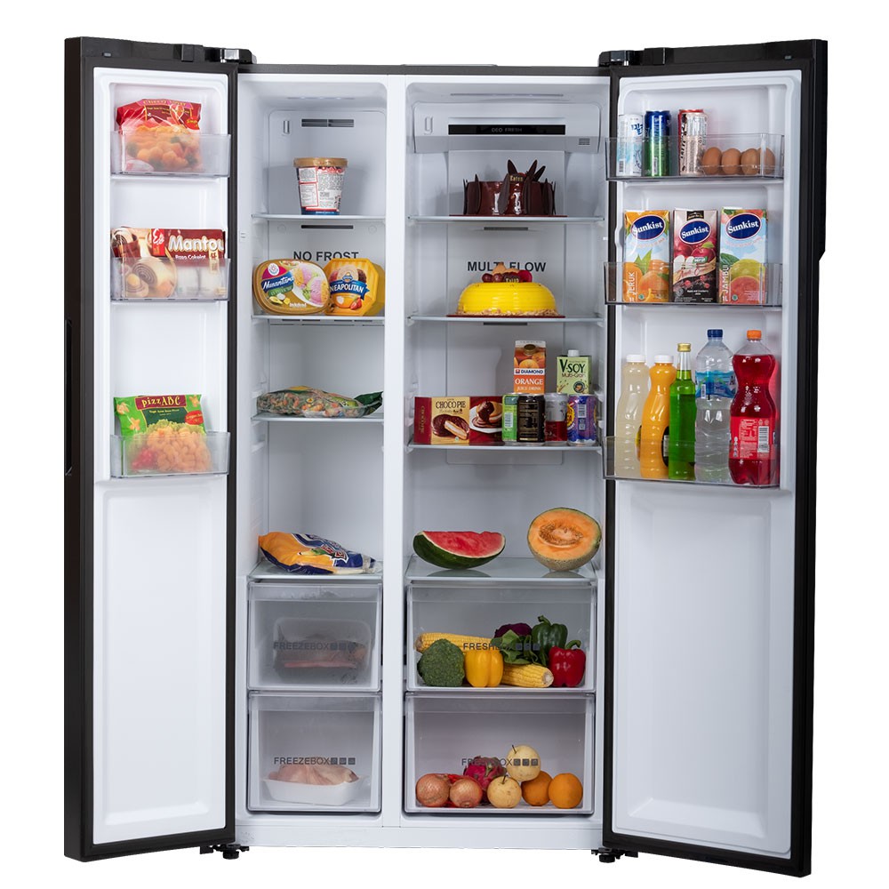 Kulkas Aqua SIDE BY SIDE MULTIDOOR AQR 605 IM (GB) 541 Liter Magelang Bergaransi Resmi