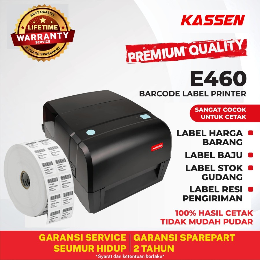 KASSEN E460 PRINTER 2IN1 PRINTER TRANSFER THERMAL &amp; DIRECT THERMAL LABEL