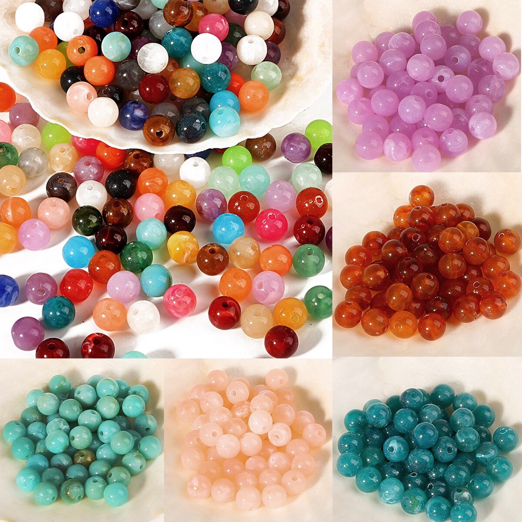 30pcs 20 styles 10mm acrylic beads handmade DIY beaded loose bead charms for bracelet making