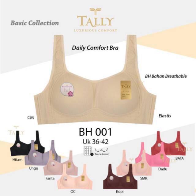 BH BRA 001 TALLY CUP BESAR TANPA KAWAT BRA SALUR BREATHABLE BRA TALLY BRA PREMIUM - TALLY BRA BH 001 I TANPA KAWAT I BUSA TIPIS I CUP C | SIZE 36-42