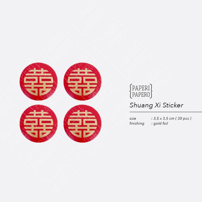 

Ready Stock] Shuang Xi Sticker - Stiker Double Happiness Merah Chinese (30 Pcs)