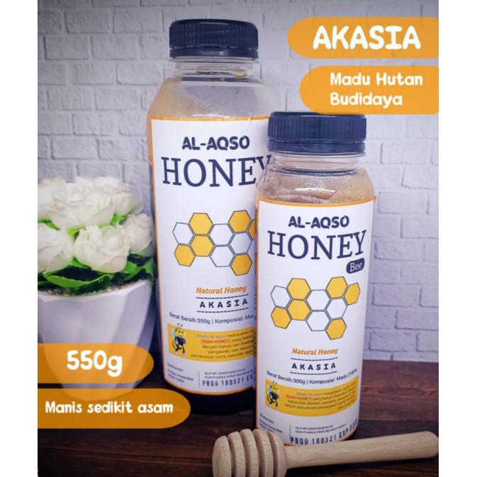 

Al-Aqso Honey Bee Madu Murni Nektar Akasia 550 gr (Botol Kale)