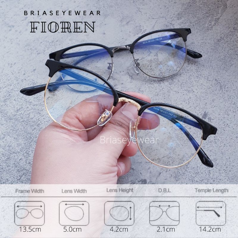 Kacamata Minus Photocromic Fioren Bulat Ouval Kecil Pria Wanita Antiradiasi UV/ Kacamata Retro Korea