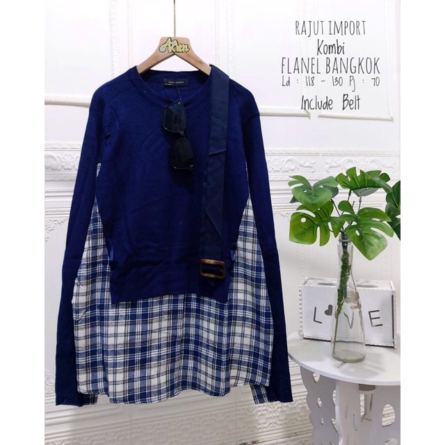 Atasan wanita bahan kaos Bangkok kombinasi katun import ukuran allsize ld 110