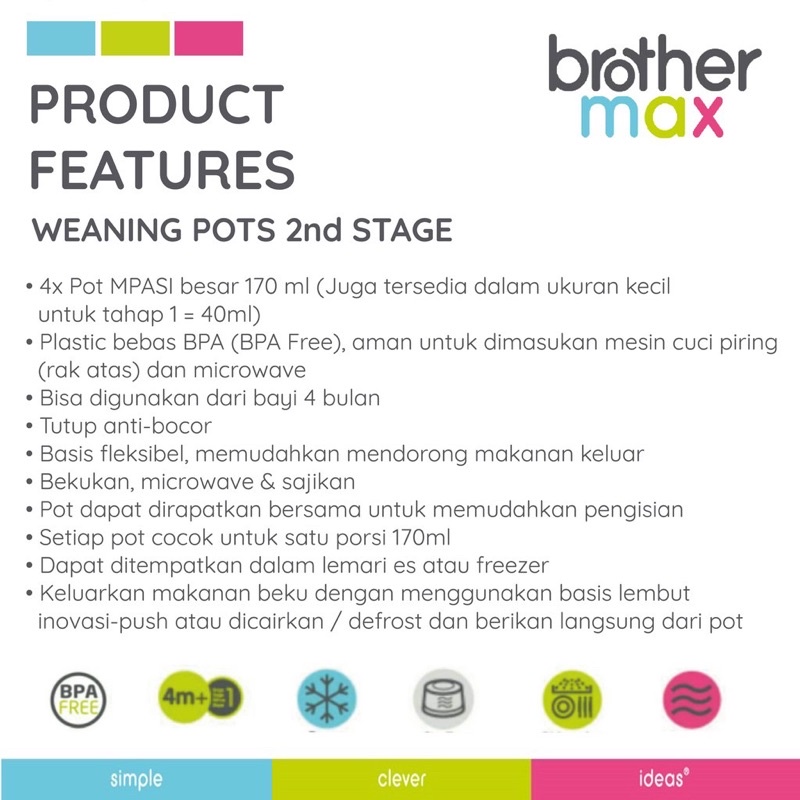 Brother max weaning pots large - kontainer mpasi bayi