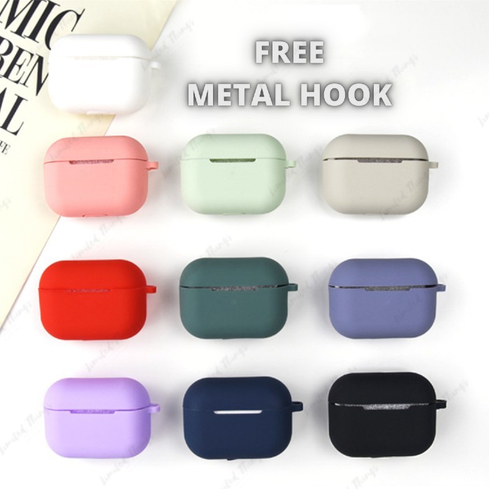 PREMIUM SOFT CASE Airpods Pro Soft Polos Plain Silikon Ultra Thin FREE METAL HOOK