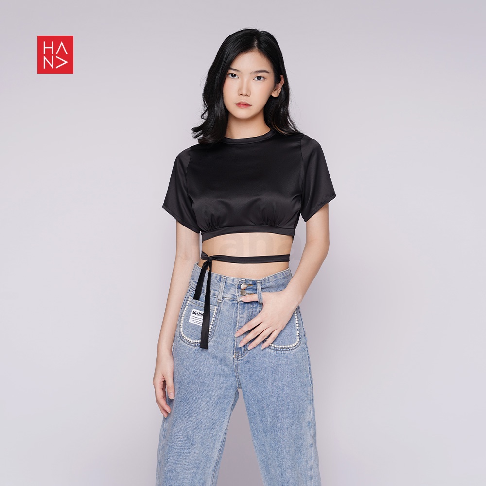 HanaFashion JKT - Ester Backless Satin Crop Top Wanita - CT156