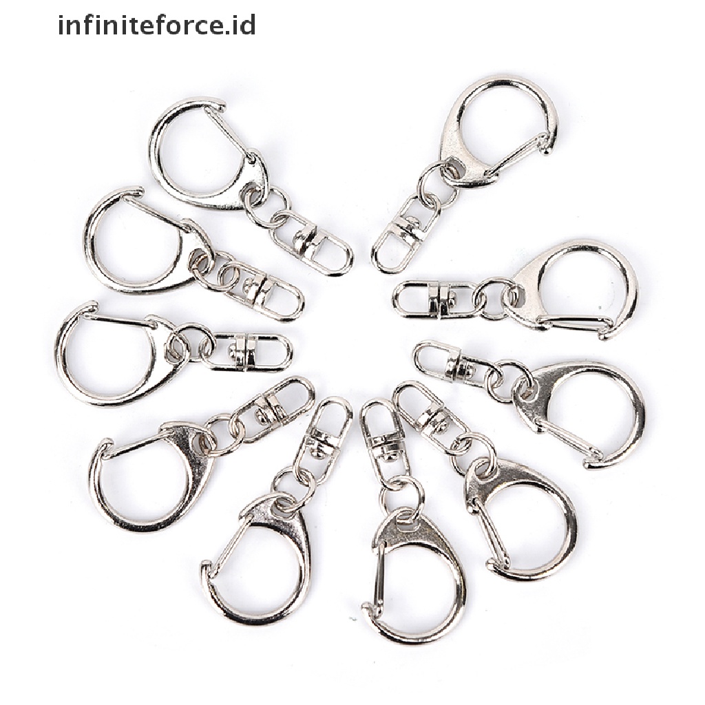 (infiniteforce.id) 10pcs Gantungan Kunci Split Ring Warna Silver Polished DIY