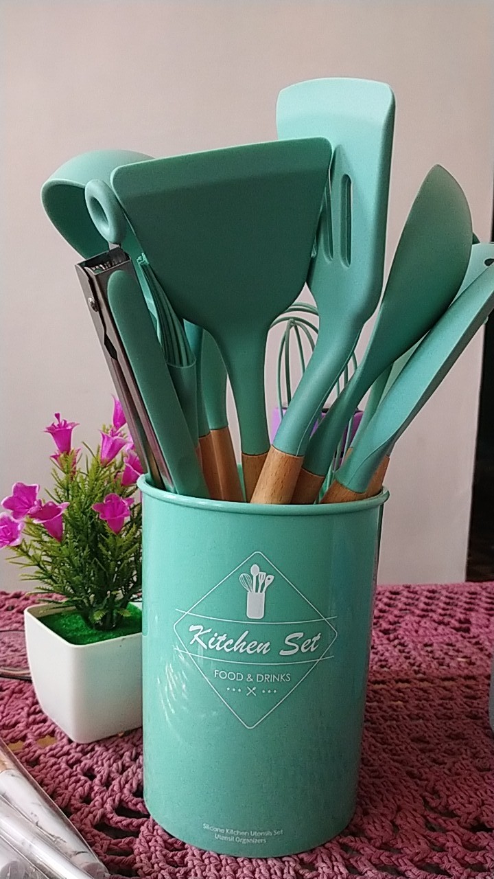 Silicone Utensil Set 13pcs Peralatan Masak Set Spatula Silikon Sutil Kitchen Set