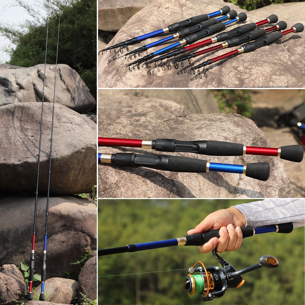 Sougayilang Joran Pancing 1.8M-2.4M Teleskopik Telescopic Spinning Fishing Combo Portabel Ultralight Rod Dan Gear Ratio 5.2: 1 Kecepatan Tinggi Rasio Gear Fishing Reel Joran Pancing Set