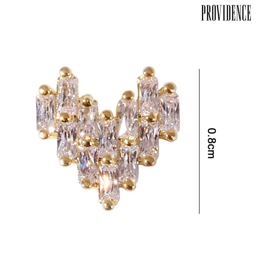 Providence 5Pcs Eye-catching Nail Decoration Exquisite Cubic Zirconia Decorative Heart Shape Nail Art Jewelry for Home